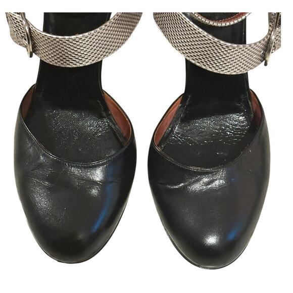 Dries Van Noten Leather D'orsay black cream gold platform pumps Size 37.5/US7 - Picture 5 of 15